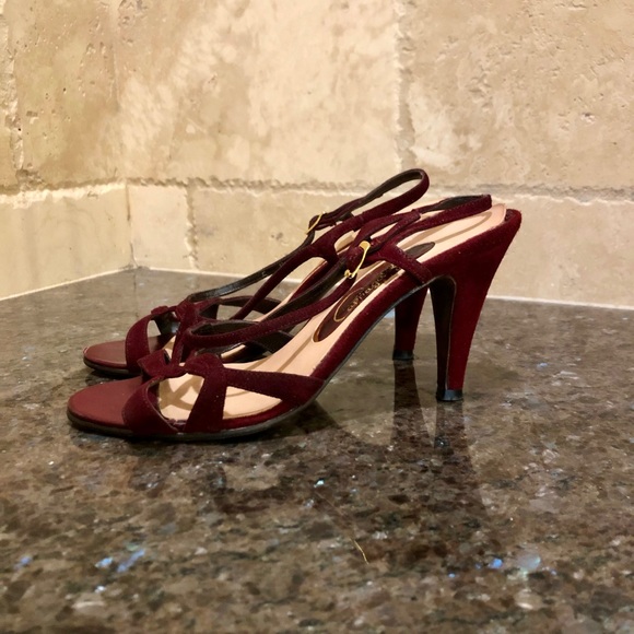 Vintage Pappagallo Maroon Strappy Heel - Picture 3 of 6